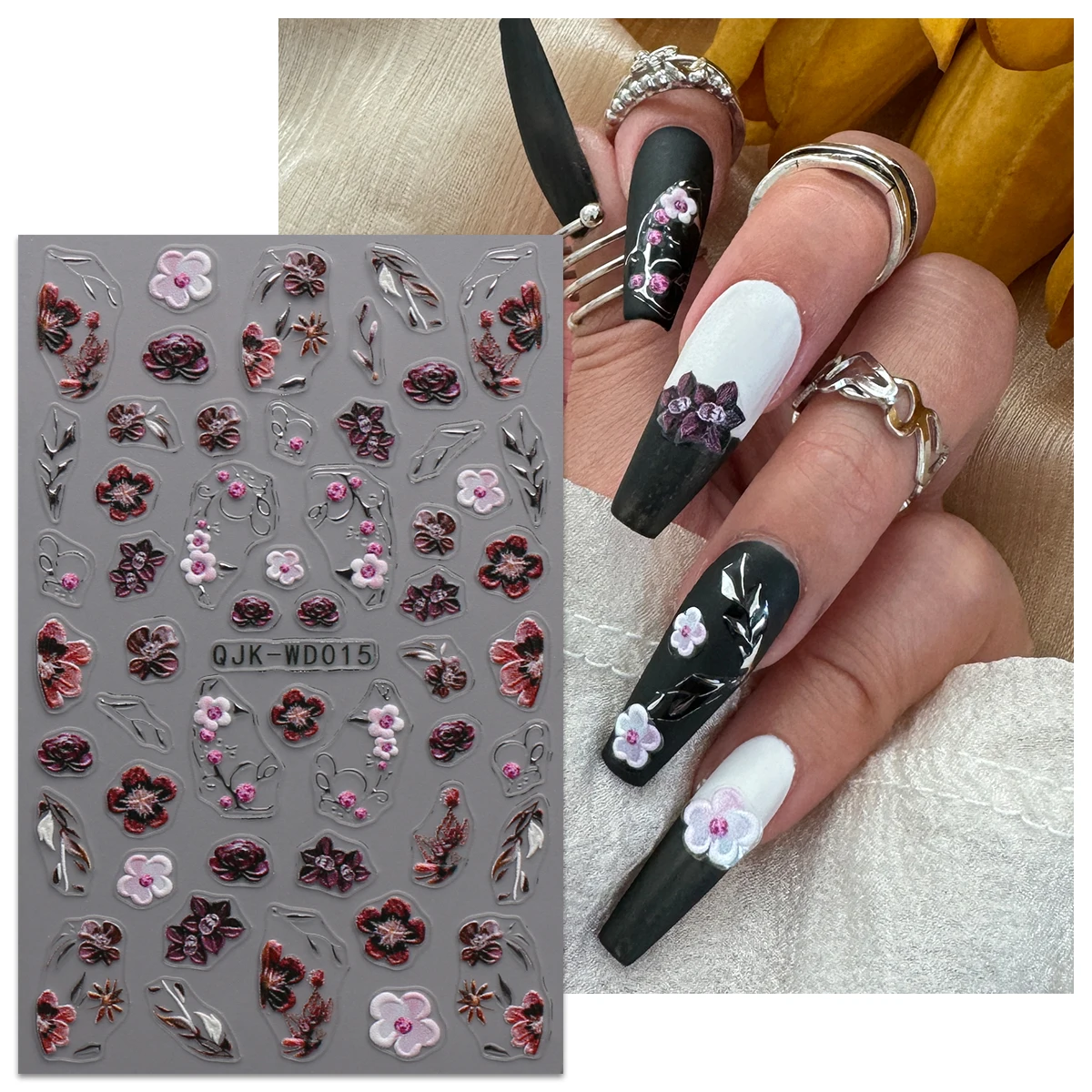 2/3 Uds. Pegatinas para decoración de uñas en relieve con flor de mariposa de primavera, acabado 5D, fáciles de aplicar para decoración de uñas, bricolaje, regalo, boda, Y2K