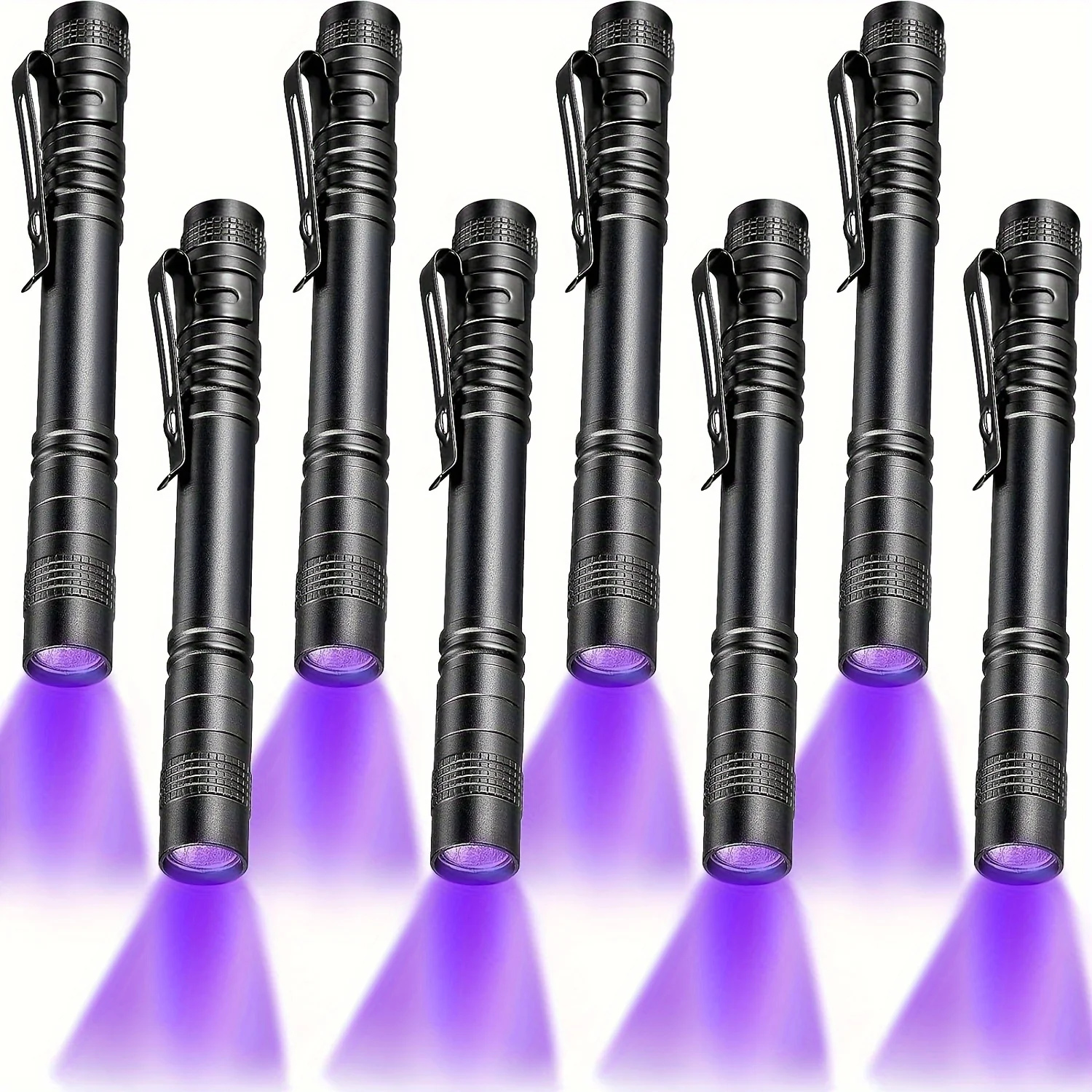 1-8PCS 395nm UV LED Pen Light,Blacklight Flashlight w/ Clip Portable Detector for Hotel/Pet Urine/Bed Bugs/Camping(AAA Battery)