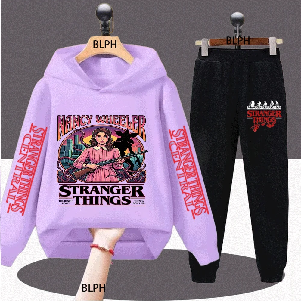 

Kids Stranger Things Nancy Wheeler Sweatshirt Set, Classic Design with Upside Down Theme, Perfect for Young Fans
