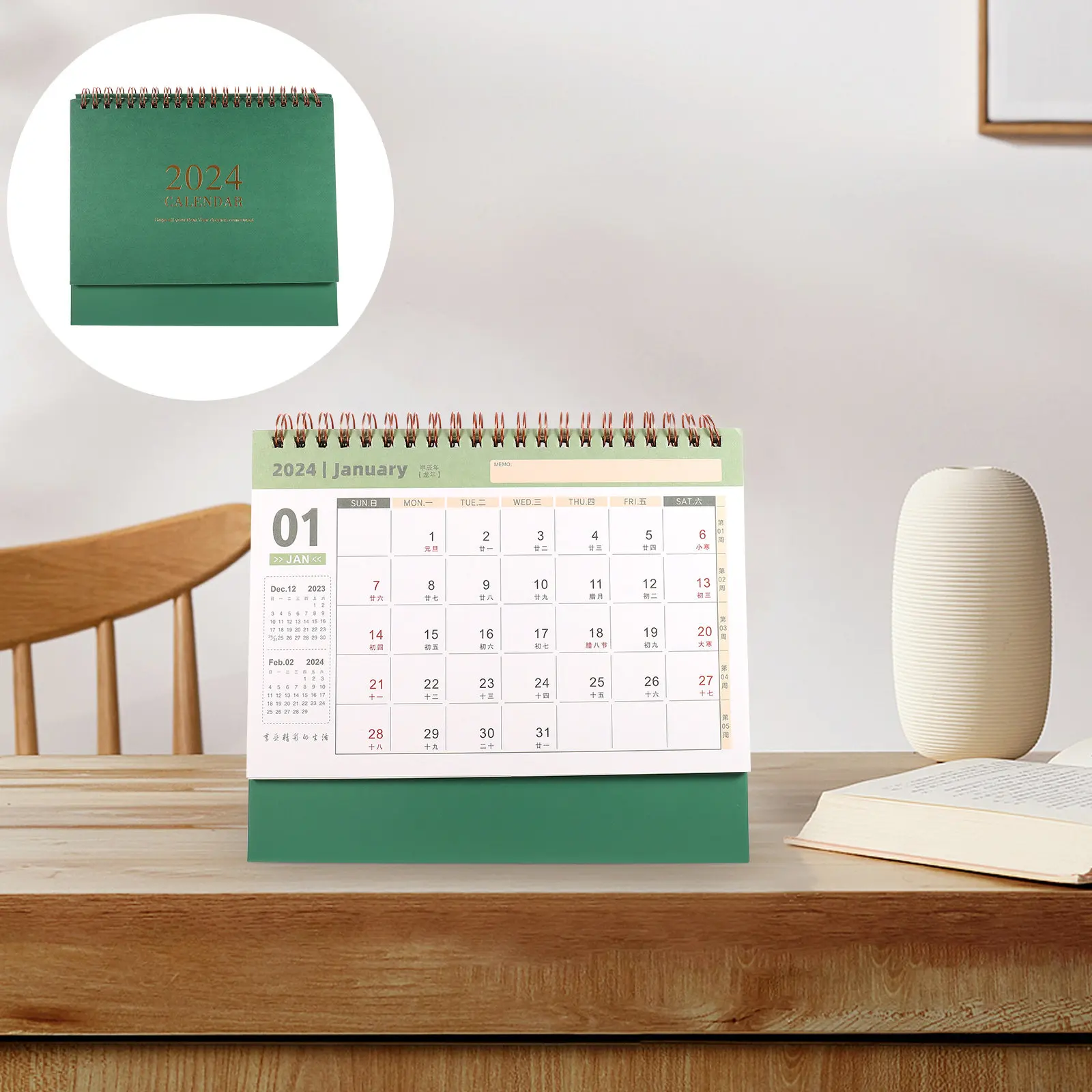 

Delicate 2024 Desktop Calendar Creative Standing Desk Calendar Thick Paper Daily Planner Modern Minimalist Design Office Supply
