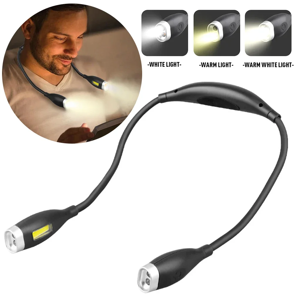

LED Neck Reading Light Bendable Arms Reading Lamp Hands Free Flashlight Rechargeable for Night Running Walking Knitting Camping