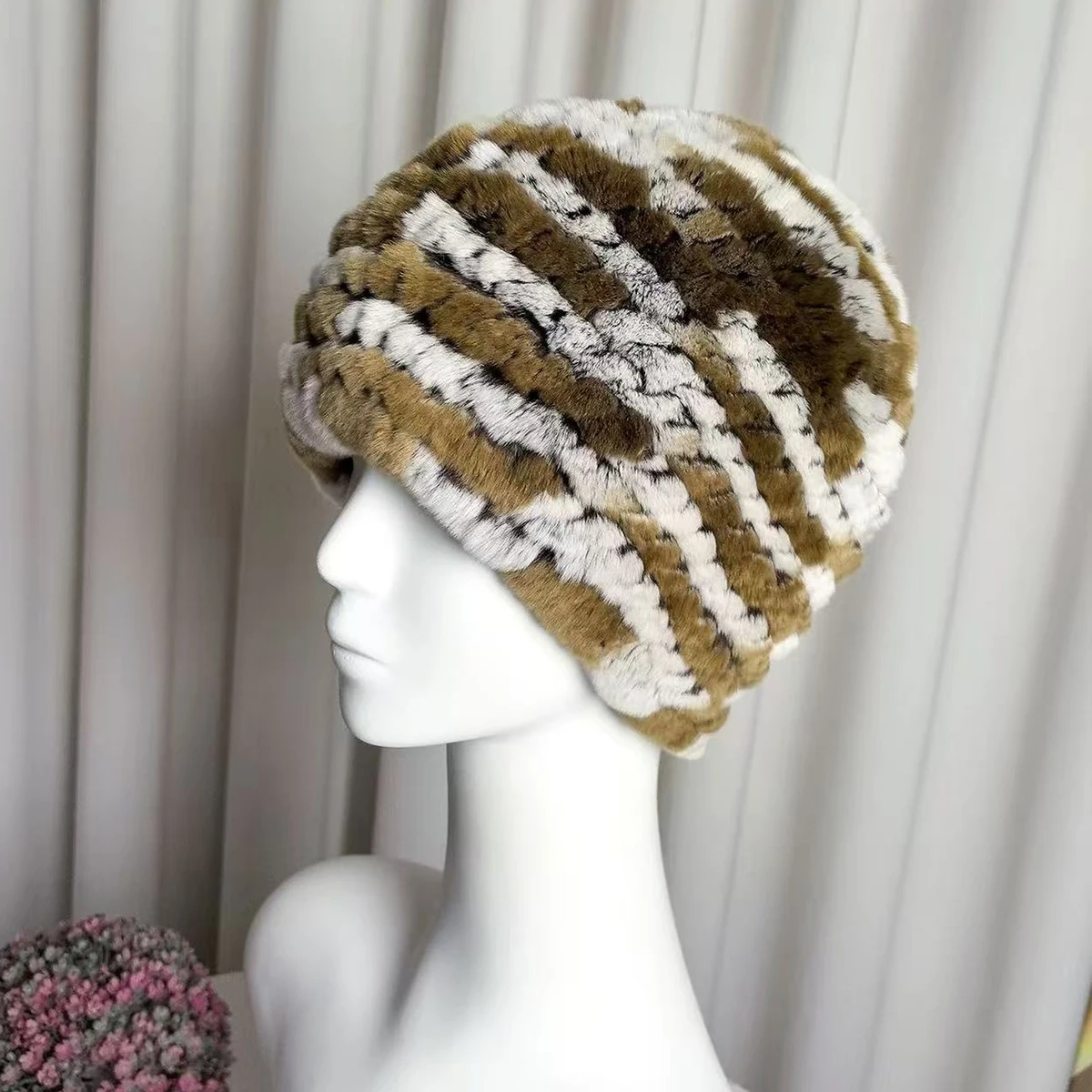 

FEIMANYUAN новая русская зимняя шапка из натурального меха, женская вязаная шапка-бомбер из натурального кроличьего меха, женская шапка из натурального меха кролика рекс