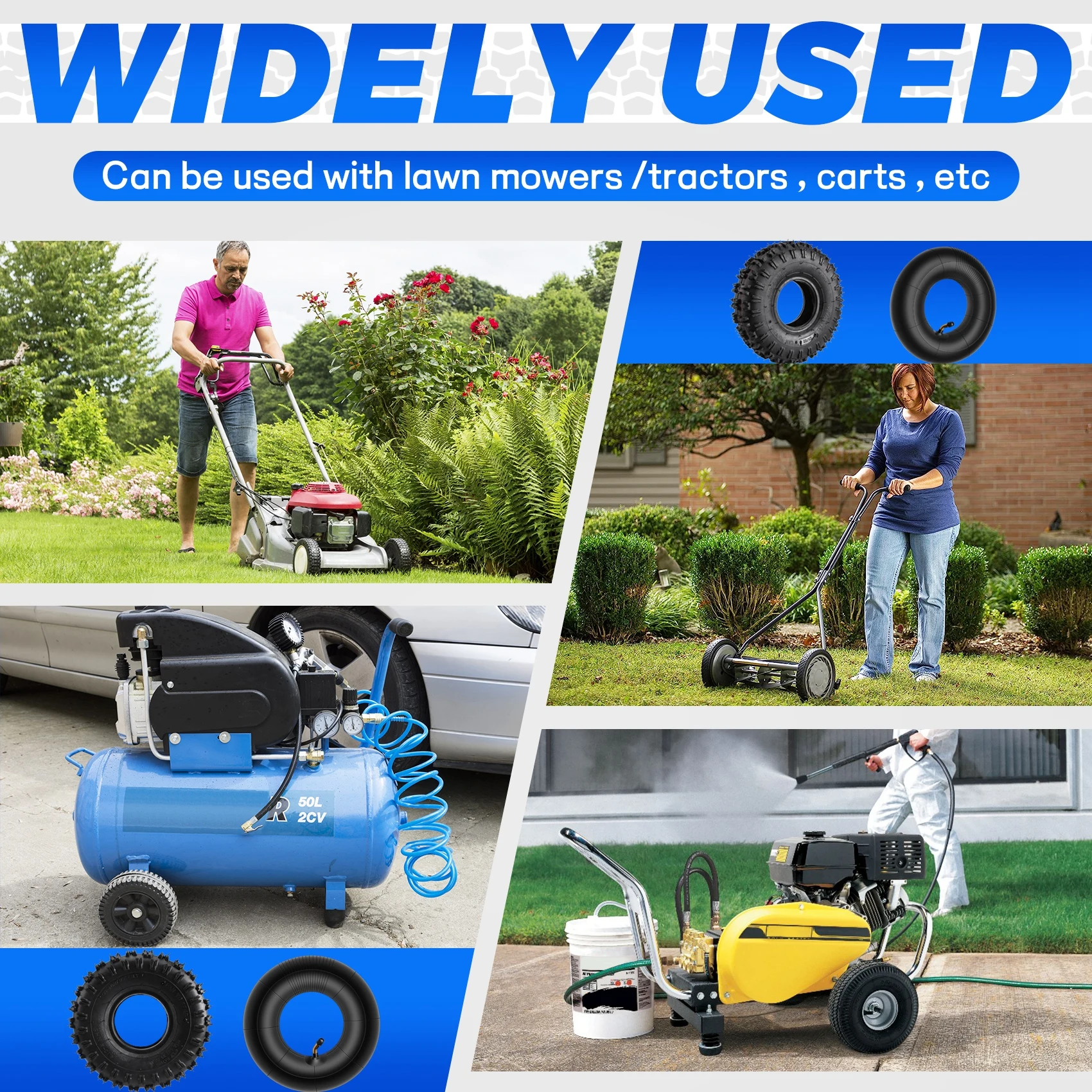 T61C_الأنبوب الداخلي 4.10/3.50-4، الأنبوب الخارجي 4.10-4 لحديقة Rototiller منفاخ الثلج جزازات اليد شاحنة عربة الذهاب عربة طفل