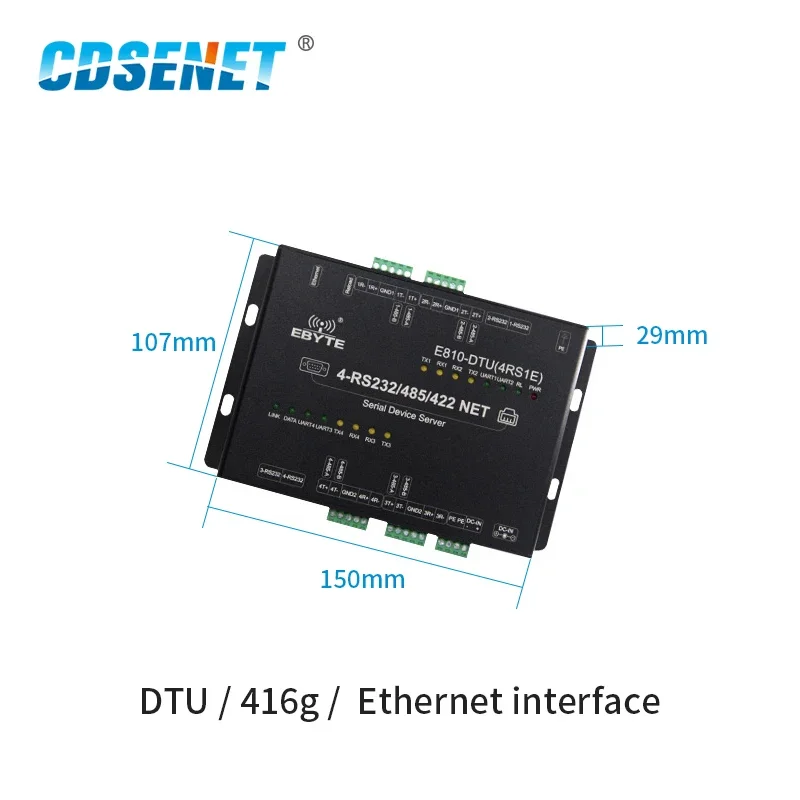 Ethernet  RS422 RS485 RS232 Ethernet 4 Channel Serial Port Server E810-DTU(4RS1E) Processor Modbus RTU UDP TCP Data Transceiver