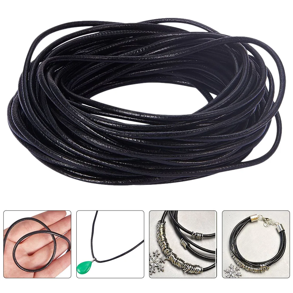 

10M Diy Bracelet Rope Cowhide Strap For Jewelry Making Hand Woven Necklace Accessory Durable Premium Black Cord