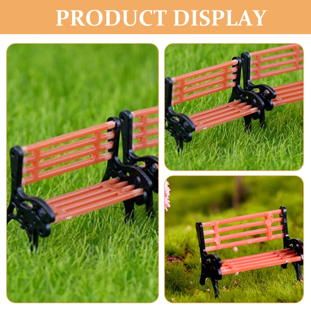 6Pcs Miniature Park Bench Set Versatile Realistic Mini Bench Ornament for Dollhouse Interior Outdoor Mini Garden Landscape