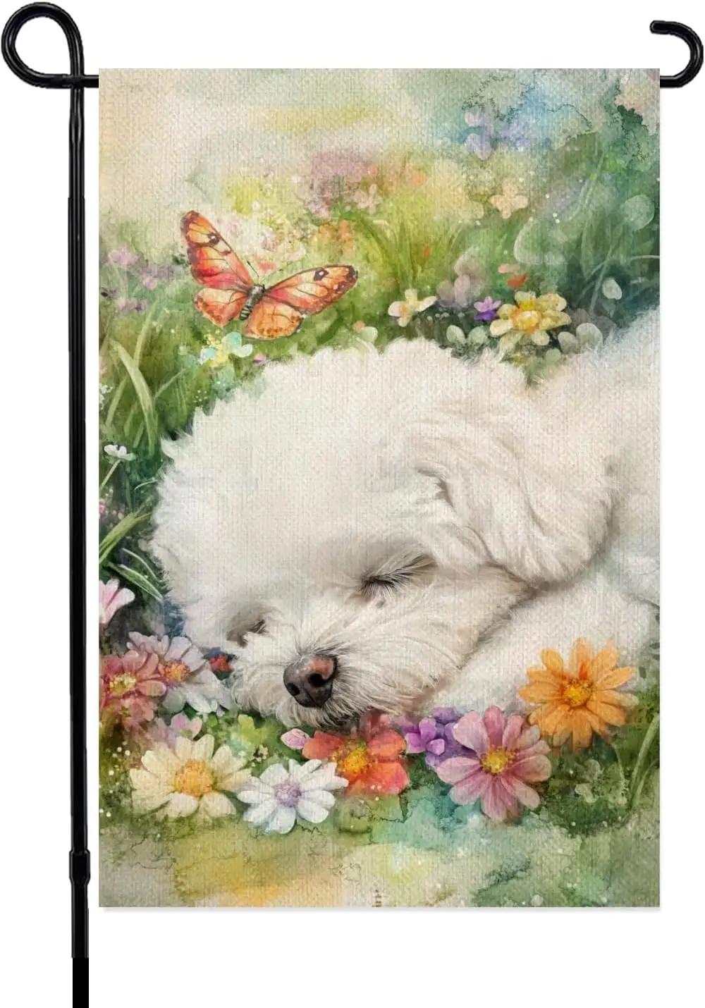 Bandera de jardín con diseño de Bichon Frise, bandera de jardín de primavera, 12x18 pulgadas, de doble cara para decoración de patio de casa en verano, Bicho EEZ