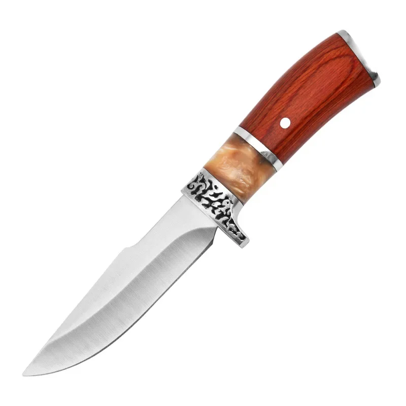 New resin mahogany handle outdoor jungle straight knife, self-defense survival knife, EDC portable multifunctional knife - view 5