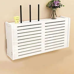 Large Wireless Wifi Router Shelf Storage Boxes Cable Power Plus Wire Bracket Wood-Plastic Wall Hanging Plug Board DIY Home Decor