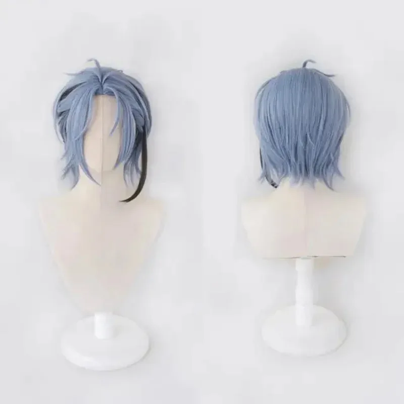 Anime Vtuber Hex Haywire Cosplay Wig Dark Blue Gray And Black Hair Heat Resistant Synthetic Halloween Party Accessories Props