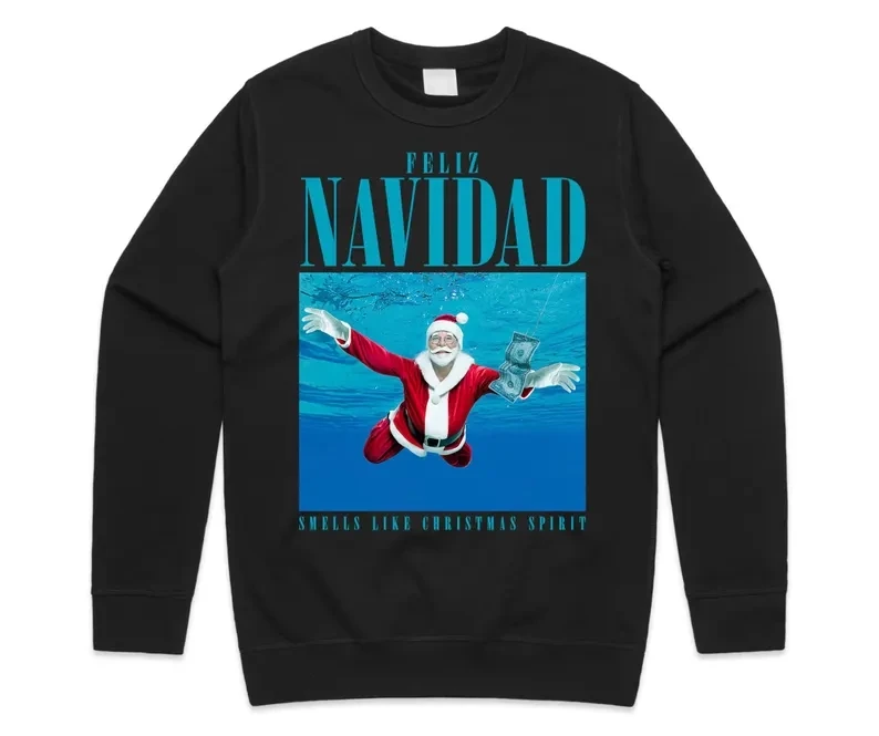 

Feliz Navidad Album Art Рождественский джемпер Свитер Свитшот Забавная рок-группа Музыка Санта-Клауса Идея подарка Зимняя одежда Женские и мужские топы