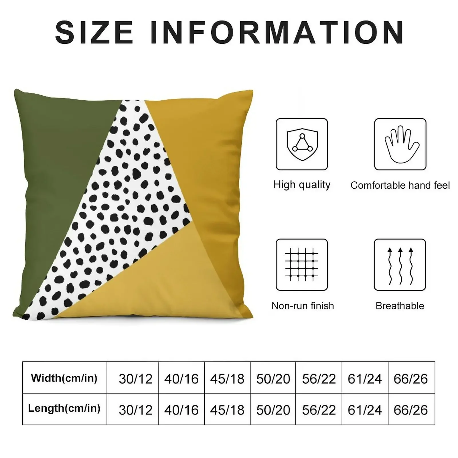 Geometric Polka Dot, Black, Olive Green and Yellow Ochre Throw Pillow Throw Pillow Covers Couch Pillows pillow