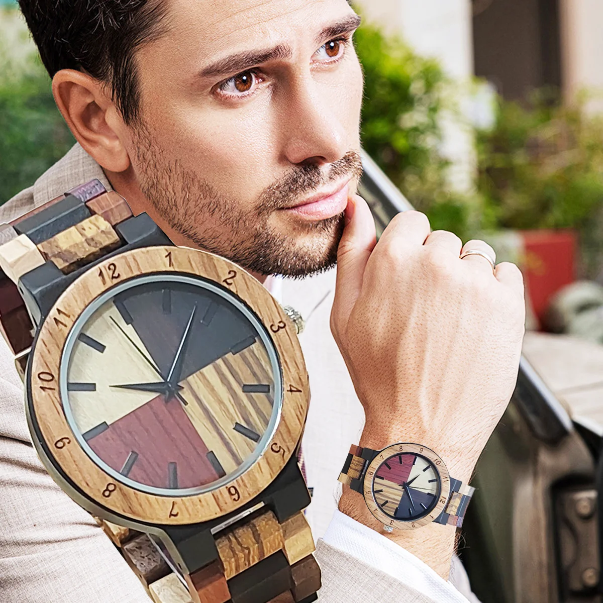 Men\'s Wrist Watch for Men Personalised Clock Colorful Wooden Timepieces Wood Watches reloj masculinoLogo Customize Dropshipping