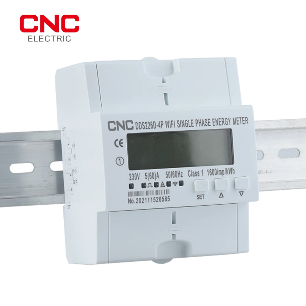 CNC 60A 90-300V TUYA Single Phase WIFI Smart Energy Meter Monitoring Circuit breaker Timer with voltage current protection RS485