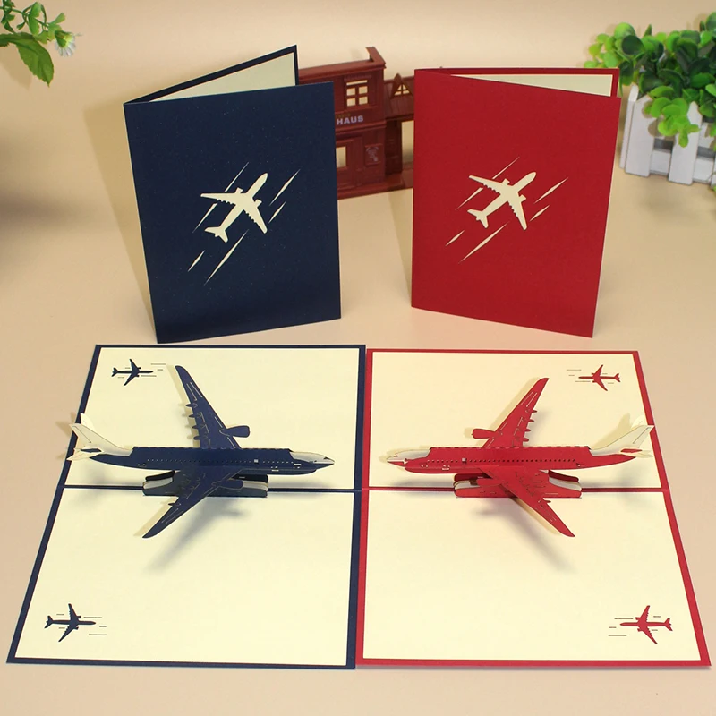 3D Flugzeug Stil Grußkarte Party Einladungskarten Modell Dekoration Papier Schnitzen Falten DIY Festival Sammeln Versorgung TMZ – Detail 7