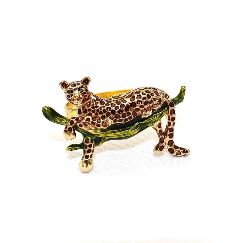 12PCS Creative Leopard and Tiger  Napkin Rings Animal Metal Napkin Holders  for Table Decoration and Accessories Home decoration