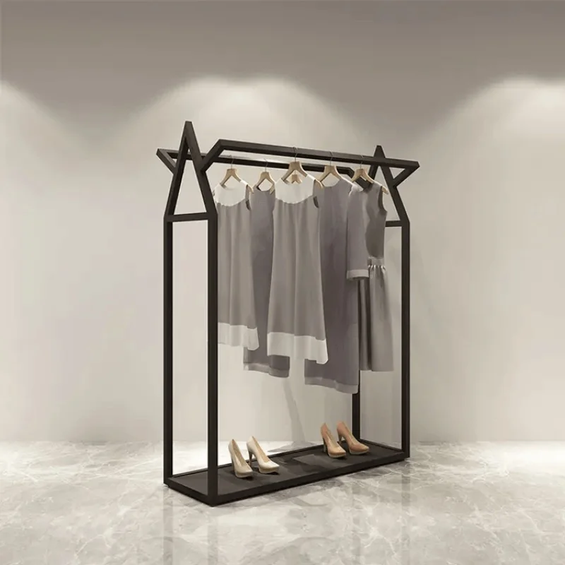 Custom Professional Metal Gold Vestuário Display Rack, carrinho De Roupas, parede High-end