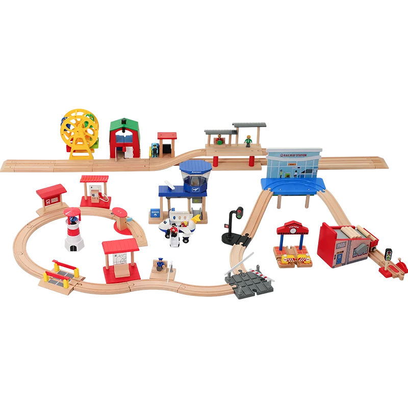 Wooden Train Track Universal Scene Expansion Accessories Suitable For Brand Wooden Railway Track Set Children\'s Educational Toys