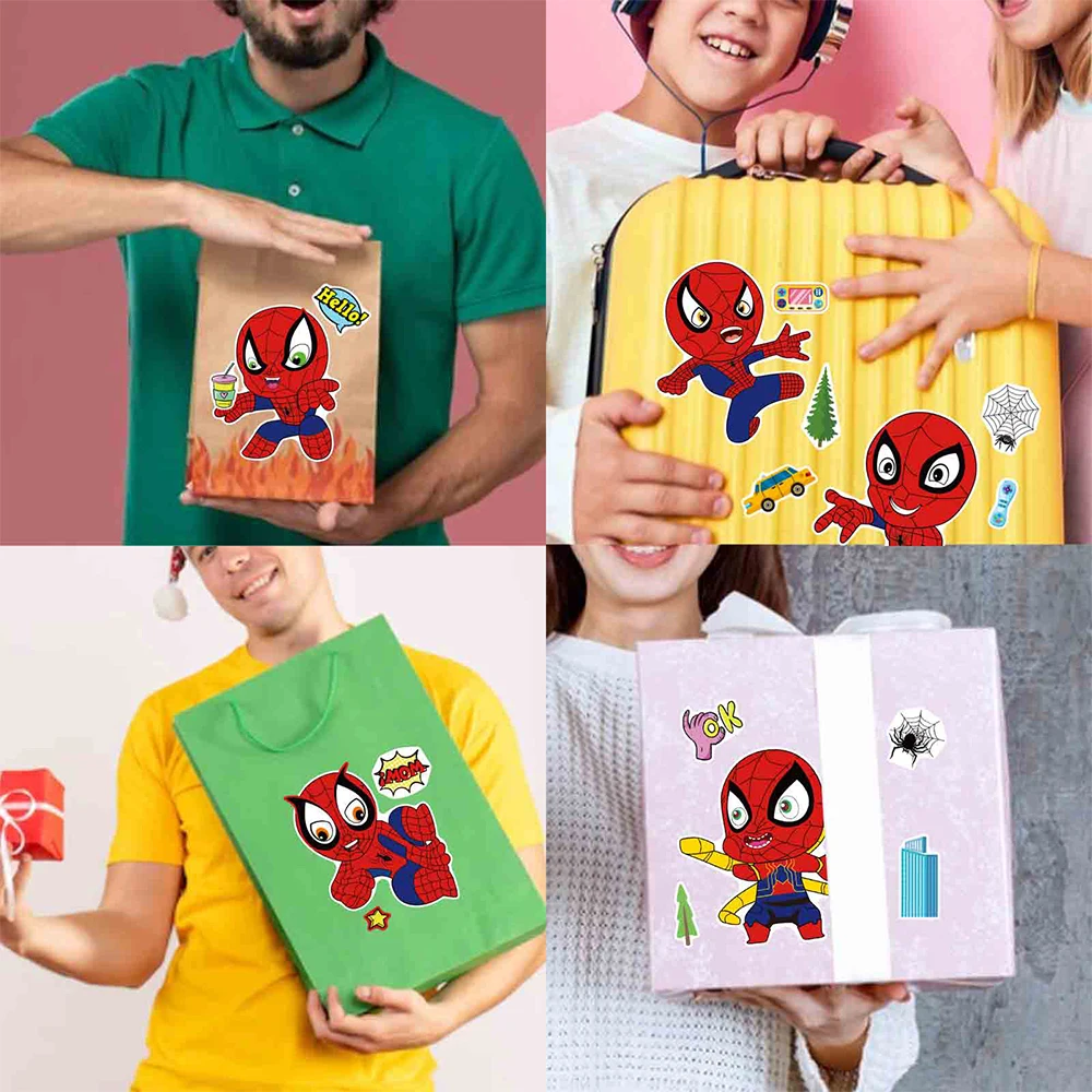 6/12Sheets Disney Cartoon Spiderman Make A Face Puzzle Stickers Kid Make Your Own DIY Game Children Cartoon Jigsaw Education Toy