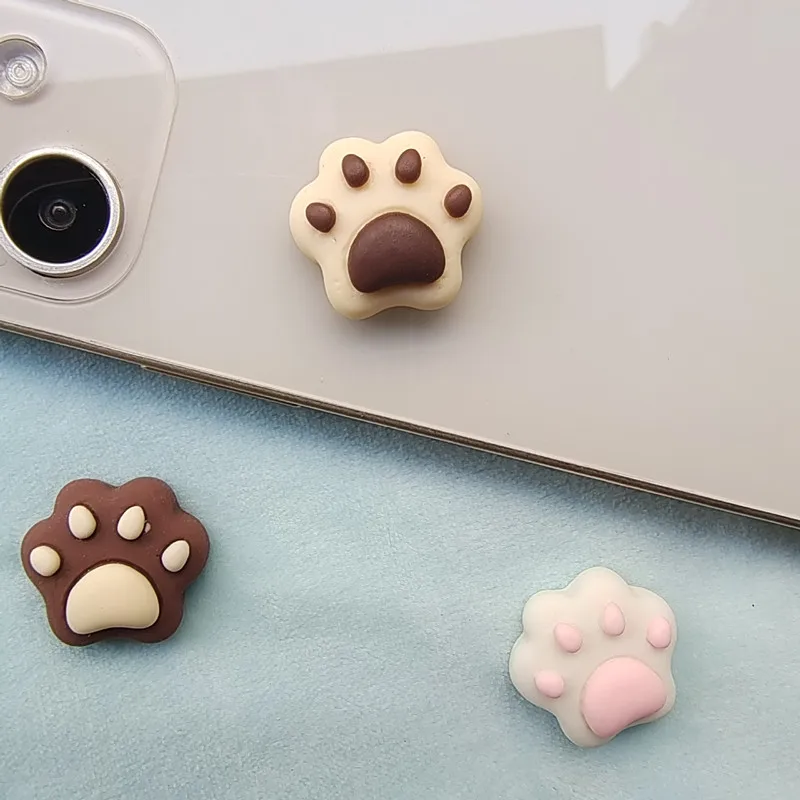 10Pcs Milk Tea Colour Kitten Paw Resin DIY Shoes Hat Icebox Barrette Mobile Phone Case Scrapbook Cream Glue Flat Back Resin