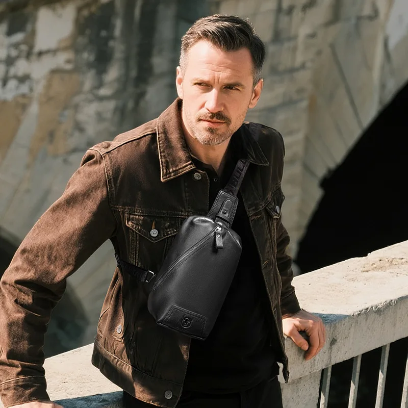 

Мужская износостойкая сумка большой вместимости из натуральной кожи, легкая и тонкая высококачественная сумка на одно плечо для отдыха и путешествий на груди