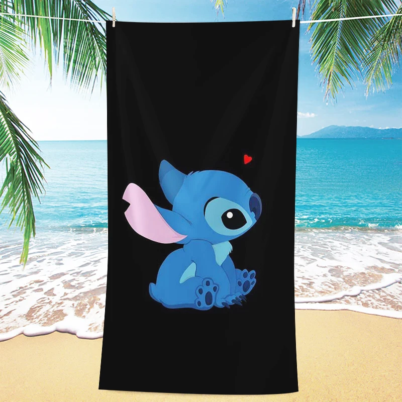 Beach Towel with Cute Stitch Pattern for Children and Adults, Microfiber Material, Soft and Comfortable Hotel Bathroom Towel