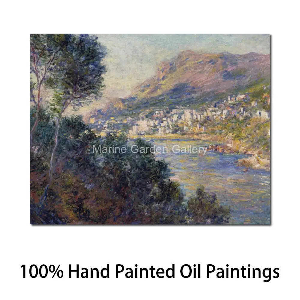 Hand Painted Claude Monet Painting Countryside Landscape Morning on the Seine at Giverny Modern Romantic Home Office Decor Large