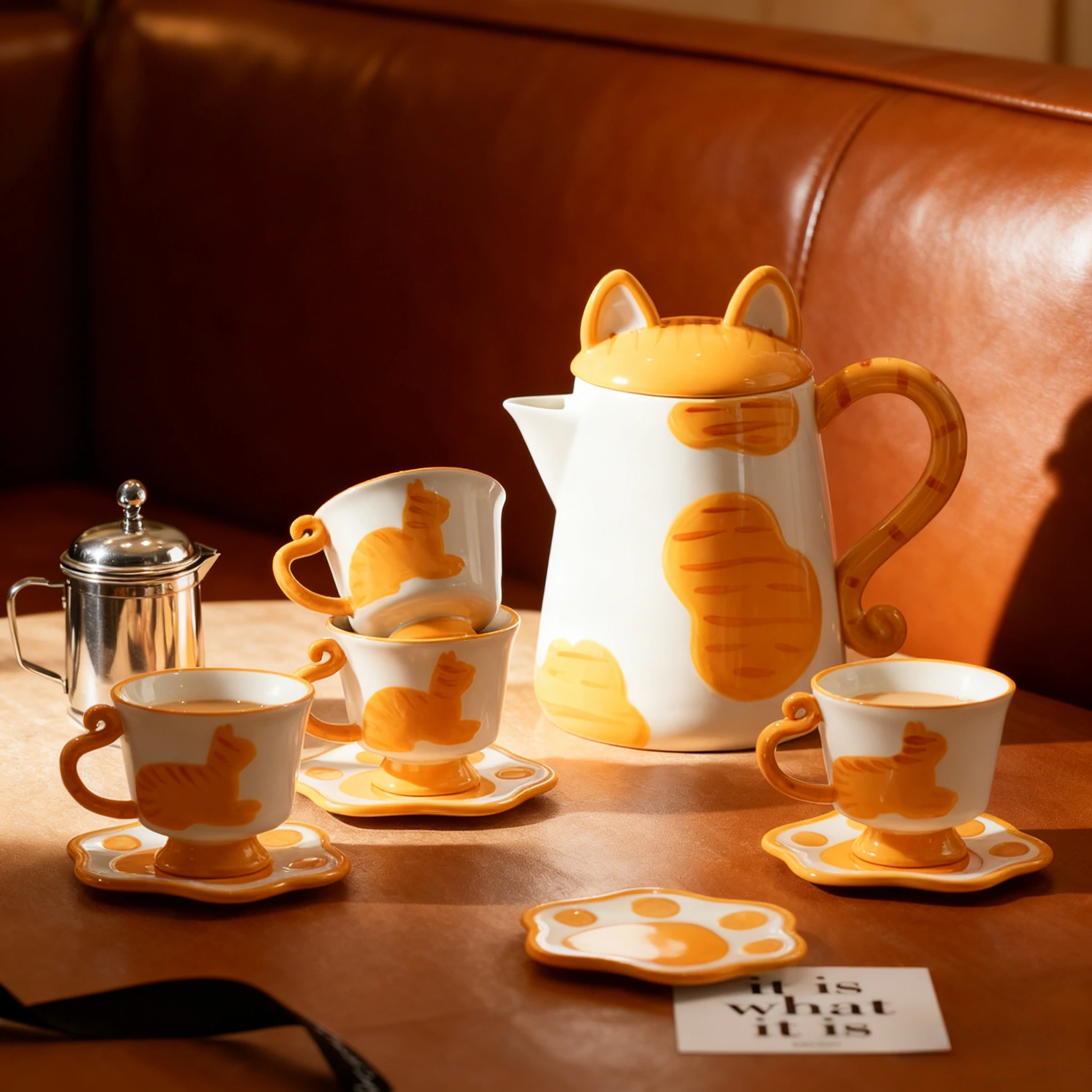 Wholesale Creative Cat Tableware Gift Box, Cute Chubby Orange Cat Design, High-value Housewarming Gift for Home & Party