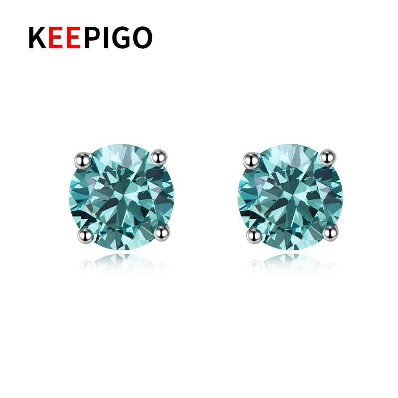 

KEEPIGO S925 Sterling Silver Four-Claw High Carbon Diamond Stud Earring For Man Women Girls Lovers Shiny Exquisite Jewelry RA108