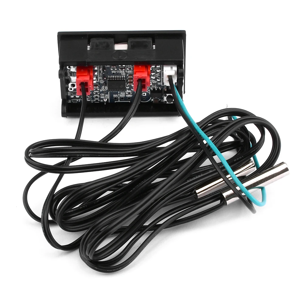 DC4-28V 0.28 Inch Mini LED Dual Display Digital Temperature Sensor NTC Waterproof Metal Probe Temperature Tester -55~+120℃