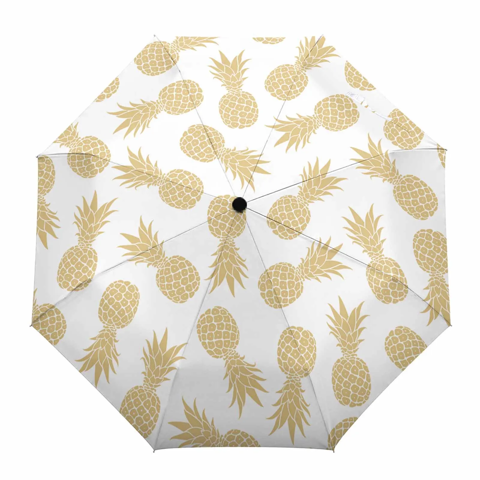 Pineapple Texture Yellow Flower Automatic Umbrella for Rain Foldable Parasol Umbrella Eight strand Outdoor Umbrellas