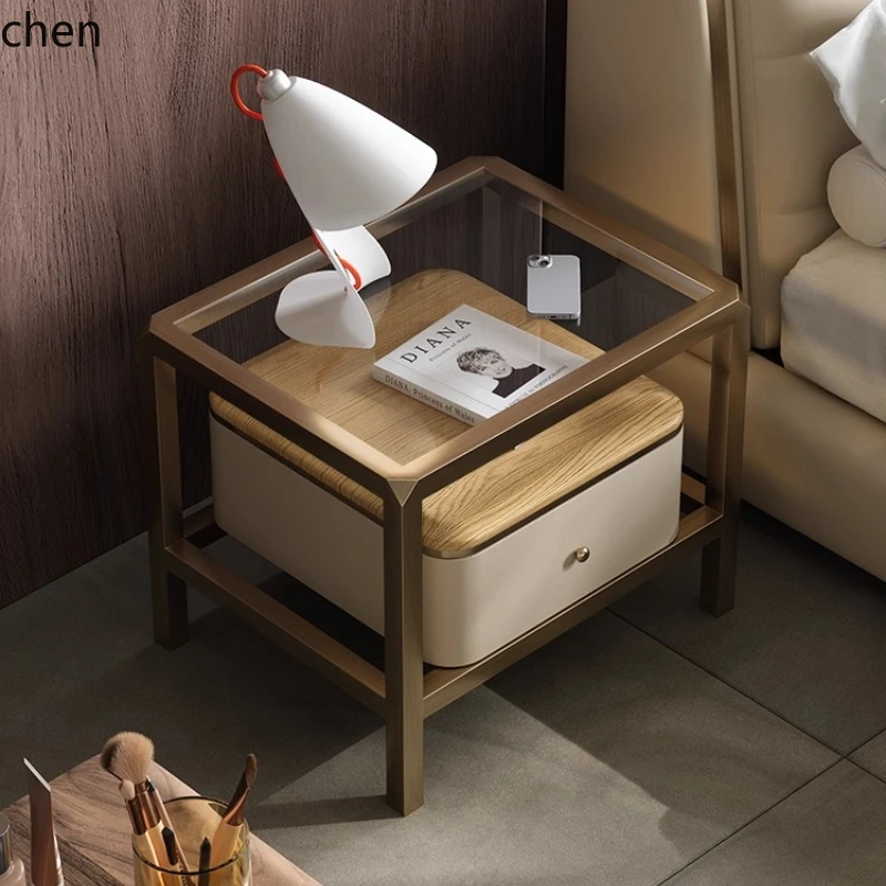 

HXL light luxury solid wood bedside table bedroom bedside simple bedside shelf