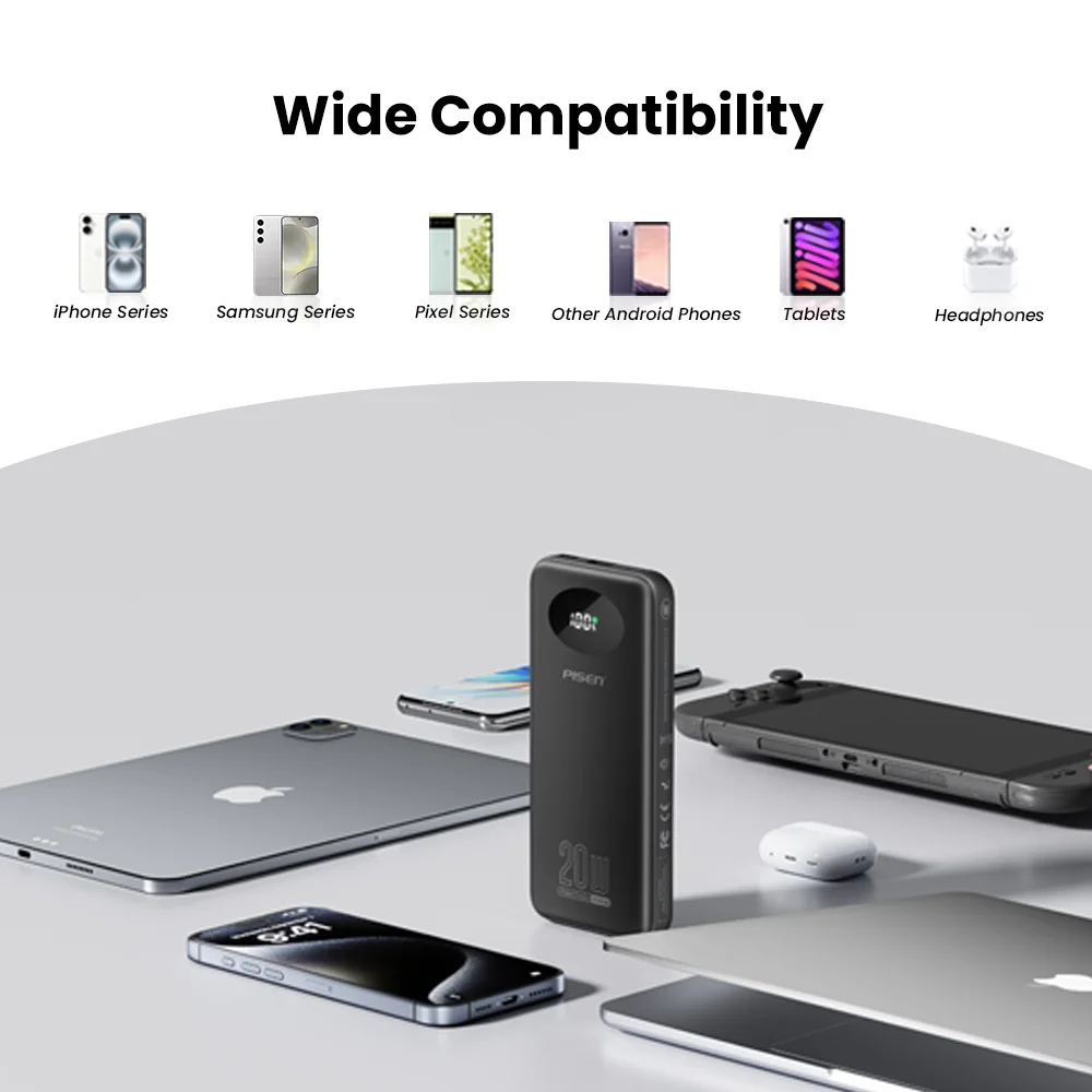 PISEN 10000mAh/20000mAh Power Bank 20W Fast Charging