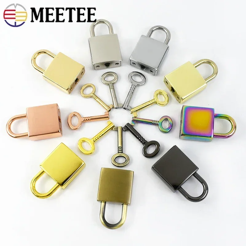 Meetee 2/5/10/20Pcs Metal Key Padlocks for Luggage Square Lock Clasp Bags Handbags Padlock Decorative Closure Buckle Accessories