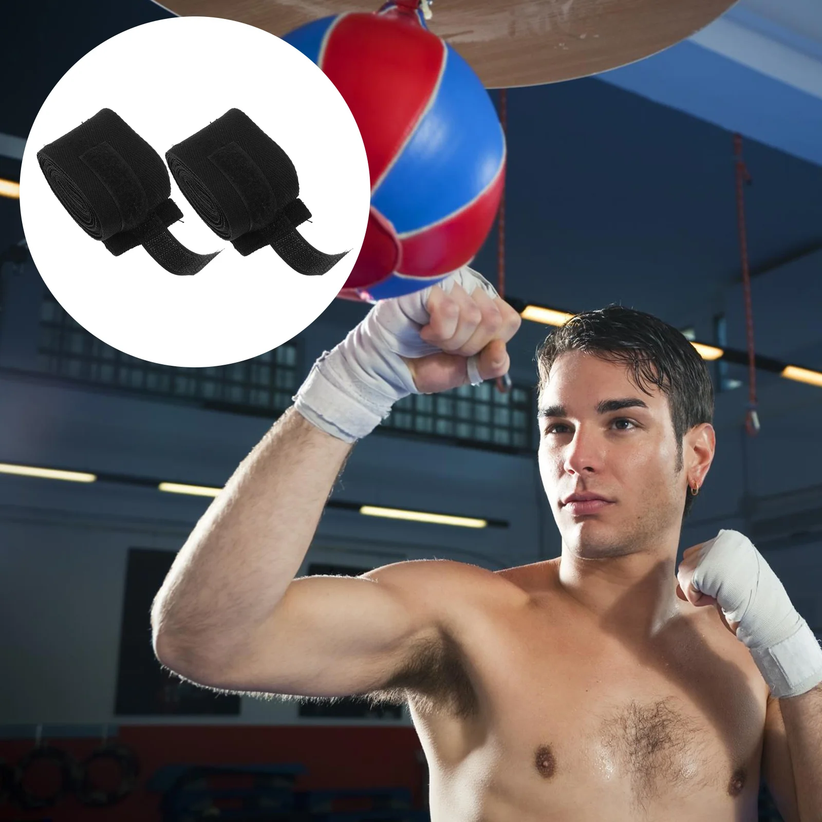 حزام حماية لليد من القطن عالي المرونة لتدريبات الملاكمة والكيك بوكسينغ واللياقة البدنية والرياضة وعصابة الرأس المحمولة