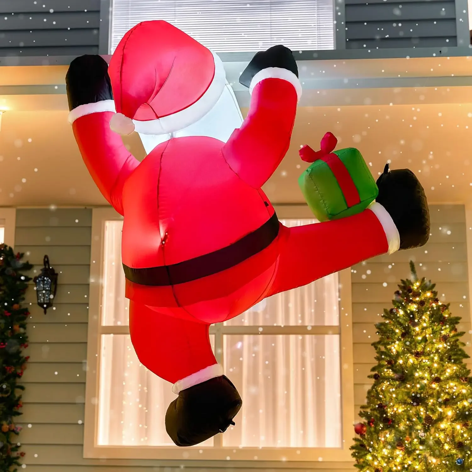 Sloosh Babbo Natale Gonfiabile da Arrampicata Alto 6 Piedi con Scatola Regalo e Luci LED Integrate per Decorazioni Natalizie
