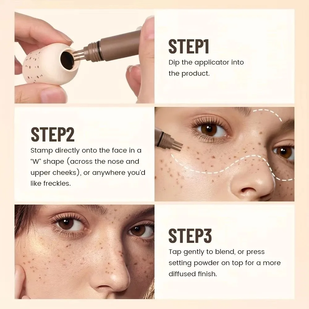 Waterproof Temporary Freckles Stamp Pen Sweatproof 5-Point Fake Freckles Marker Light Coverage Quick Dry Faux Freckle Pen