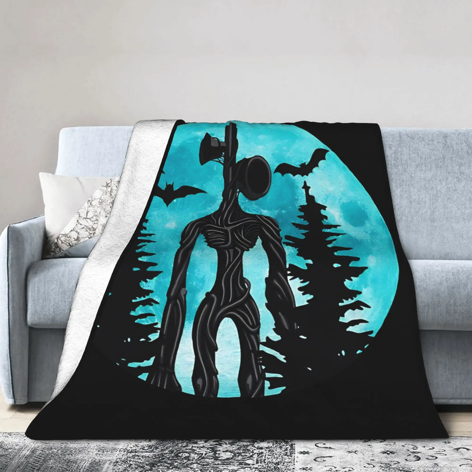 Siren Head Cryptid Blanket  Flannel Vintage Breathable Throw Blanket for Home Decoration