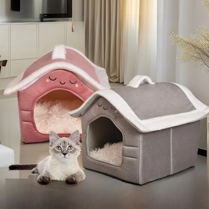 

Adorable House Dog Bed Winter Warm Detachable Washable Golden Retriever Large Dog Closed Pet Bed Bed with Handheld