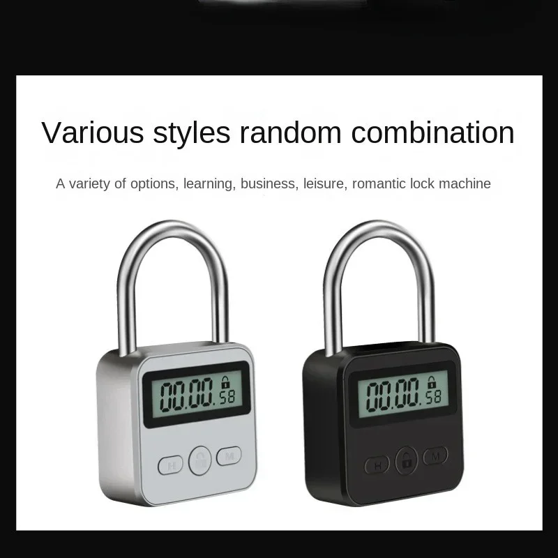 Timer Padlock LCD HD Display Add Backlight Zinc Alloy 99 Hours Max Timing Super Long Standby Anti-addiction Electronic Lock