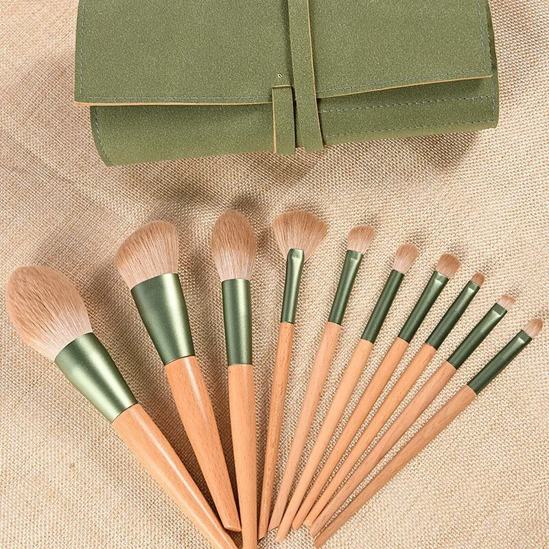 

Green Luo 10 makeup brushes tools Brush Set Cangzhou Super Soft Full Set Brush Blush Brush Whitewash Beauty Makeup Set Brush