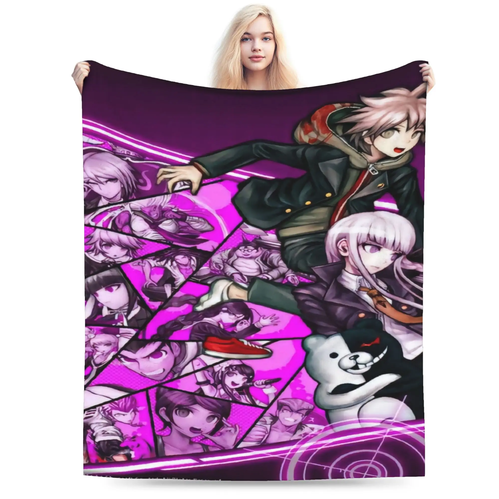 Danganronpa Flannel Blanket Autumn Nagito Komaeda The Ultimate Warm Throw Blanket for Child Outdoor Bedspread Sofa Bed Cover
