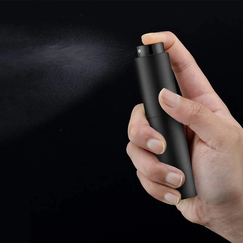 Atomizador de Perfume de Viaje de 10 ml, Envase Recargable para Colonia, Dispensador Vacío para Atomizador Mini (Negro)