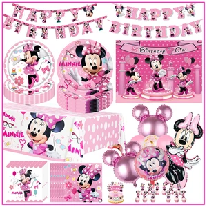 Disney Minnie Mouse Doğum Günü Dekoru, Pembe Kağıt Bardaklar, Tabaklar, Peçeteler, Masa Örtüsü, Çatal Bıçak Takımı, bardaklar, sıcak hava Balonu, Bebek Duşu, Çocuk 12-En çok satılan yemekler partisi - №5