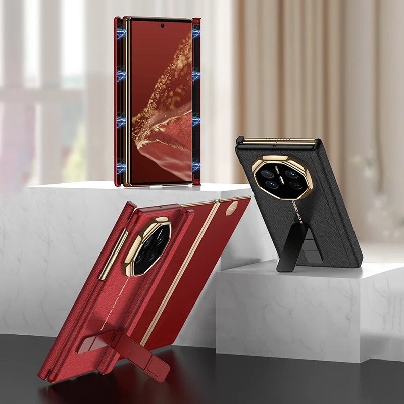 

Чехол с двойной магнитной петлей в комплекте для Huawei Mate XT, роскошное покрытие, простой кожаный чехол-подставка, твердый чехол для Huawei Mate XT, чехол