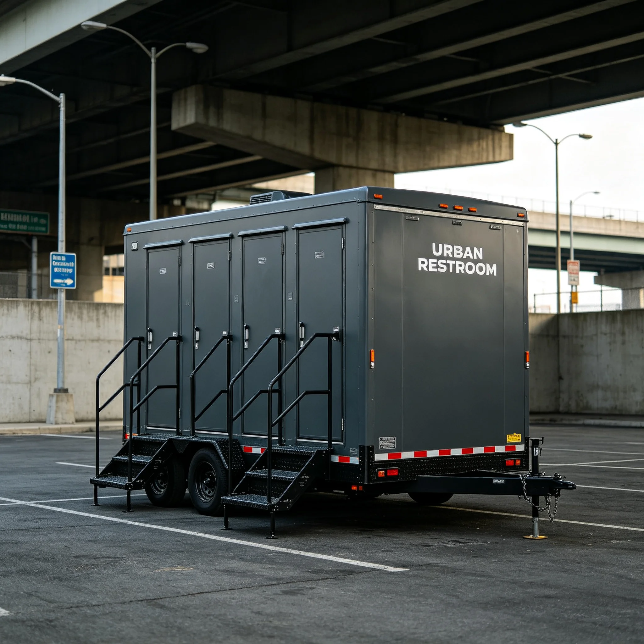 Heavy Duty Custom Blue Square Mobile Food Trailer Double Entry Doors With Access Steps Stainless Steel Food Truck