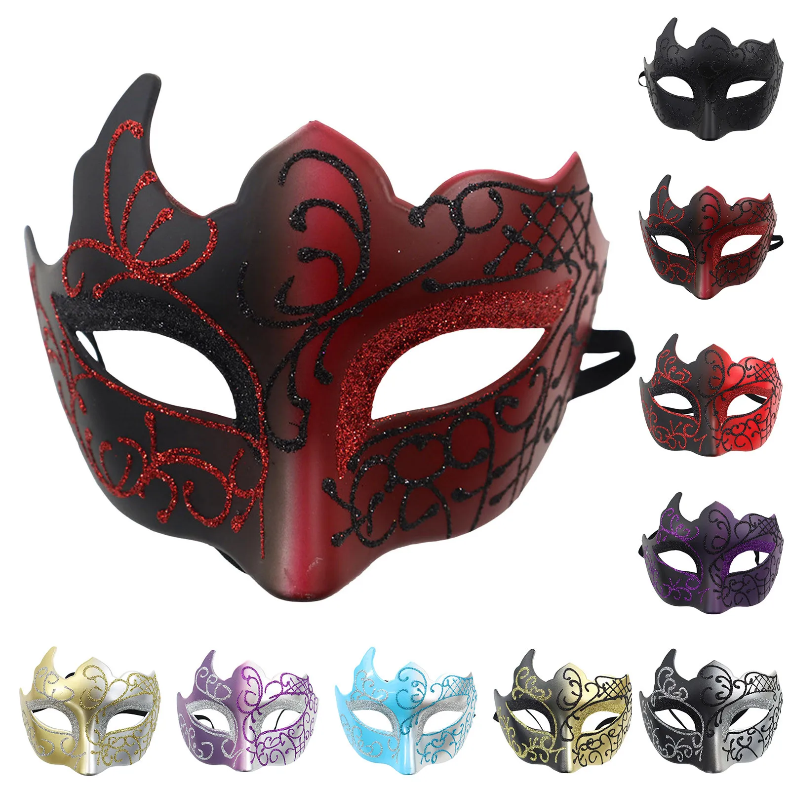 Man Women Makeup Dance Face Guard Painted Multi Cornered Half Face Carnival Party Face Mask Cosplay Costume Prom Props