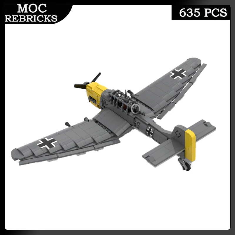 WW II German Air Force Military Weapons Junkers Ju 87 Bombers MOC Building Block Aircraft Toys Educational Model Bricks Boy Gift