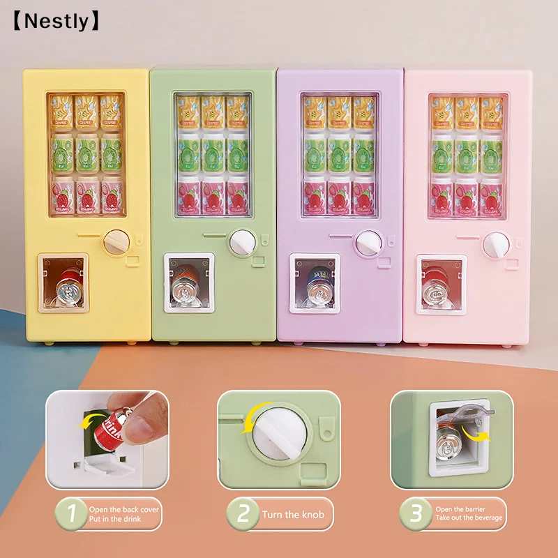 1Set 1:12 Doll House Mini Drinking Machine Decoration Drinking Can Model Supermarket Decorative Toys Dollhouse Accessories〔Nest〕