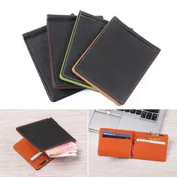 Fashion PU Leather Sollid Thin Wallet ID Card Holder Short Skin Purses Men Wallet Bifold Money Clip